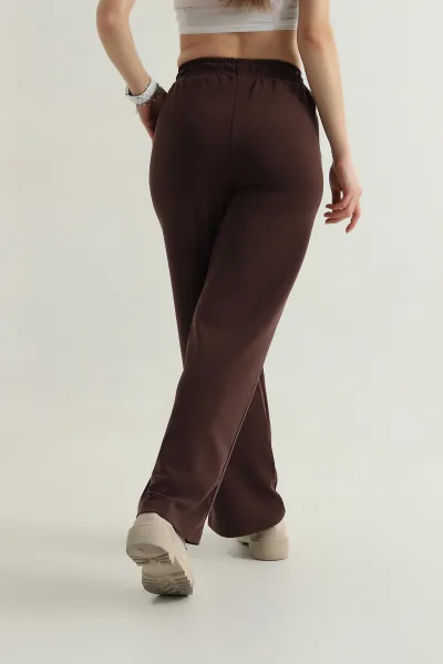 Kahverengi Cepli Bel Lastikli Modal Kadın Pantolon 412533