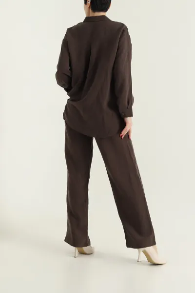 Kahverengi Çizgili Modal Kadın İkili Takım 431177