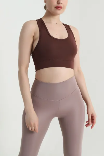 Kahverengi Dalgıç Crop Kadın Atlet 469181