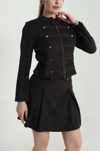 Kahverengi Denim Modal Premium Kadın İkili Takım 489860