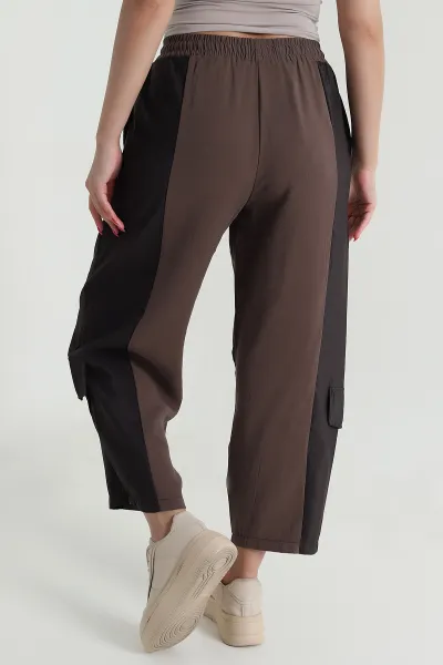 Kahverengi Diagonel Tencel Kadın Kargo Pantolon 475770