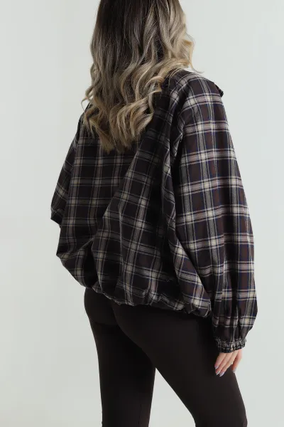Kahverengi Dik Yaka Reglan Kadın Ceket 496033