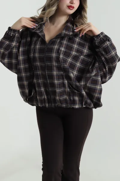 Kahverengi Dik Yaka Reglan Kadın Ceket 496033