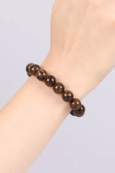 Kahverengi Doğal Taş Unisex Lastikli Bileklik 468943