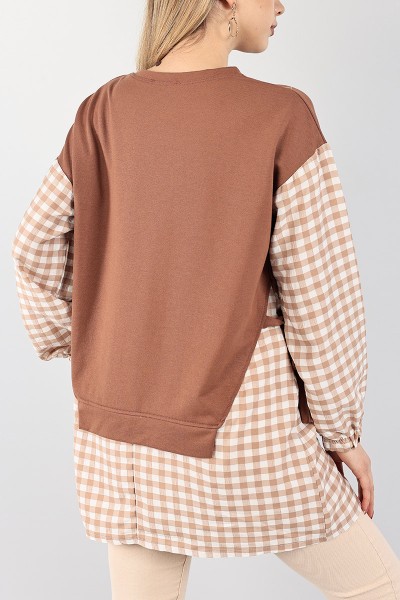 Kahverengi Dokuma Garnili Bağlamalı Tunik 99379