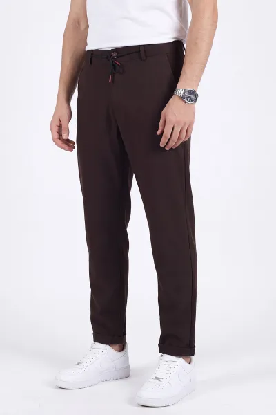 Kahverengi Duble Paça Double Kumaş Pantolon 472201