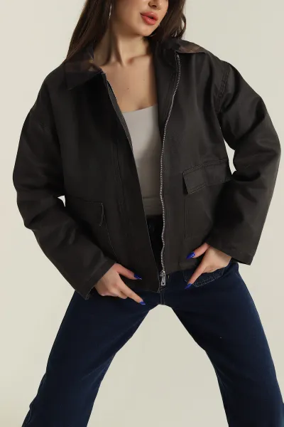 Kahverengi Ekose Kadın Barbour İçi Kürklü  Parka Mont 427722