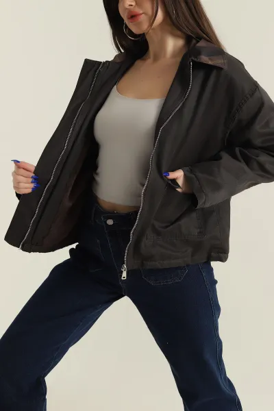 Kahverengi Ekose Kadın Barbour İçi Kürklü  Parka Mont 427722