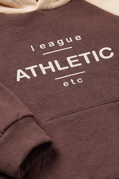 Kahverengi Ekru (2-6  Yaş) Athletic Baskılı Kapüşonlu   3 İp Şardonlu Erkek Çocuk Kışlık Takım 481865