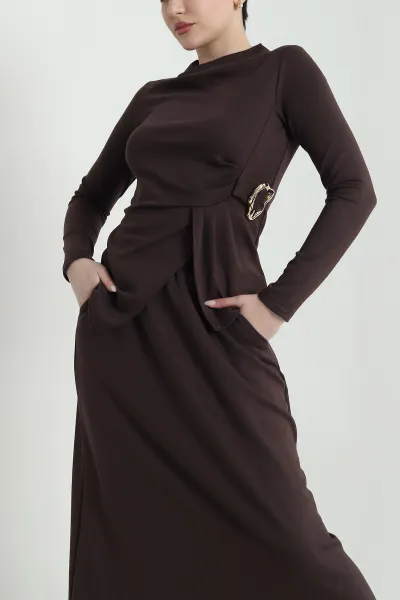 Kahverengi Etek Bluz Modal Kadın İkili Takım 447446