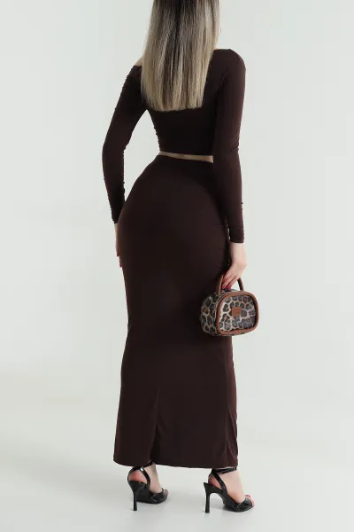 Kahverengi Etek Bluz Sandy Kadın İkili Takım 491357