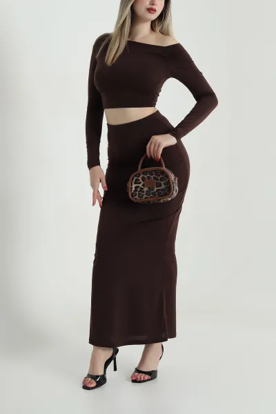 Kahverengi Etek Bluz Sandy Kadın İkili Takım 491357
