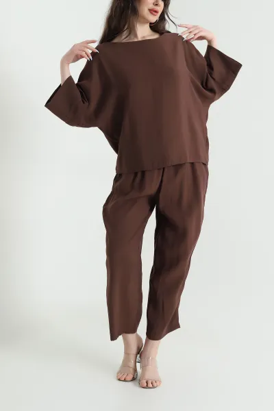 Kahverengi Fakirkol Tencel Cupra Kadın İkili Takım 449549
