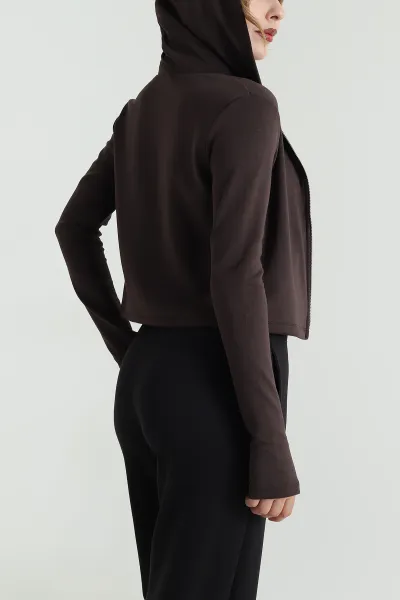 Kahverengi Fermuarlı Oysho Kadın Sweat 483619
