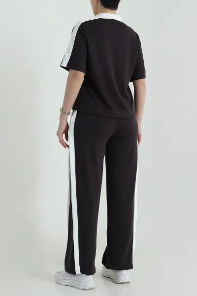 Kahverengi Fermuarlı Polo Yaka Oysho Kadın İkili Takım 459500