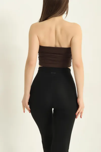 Kahverengi Fitilli Kaplı Straplez Büstiyer 325744