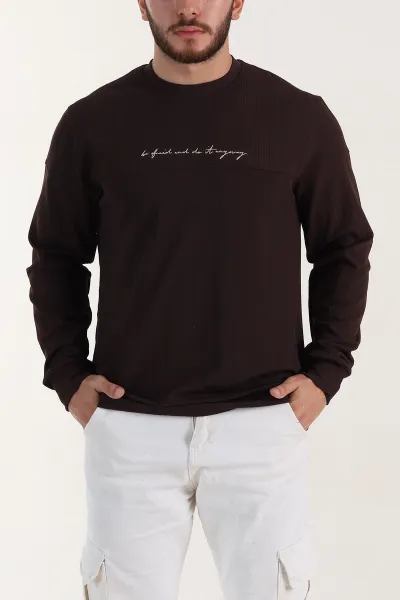 kahverengi-fitilli-nakisli-bisiklet-yaka-erkek-sweatshirt-396904