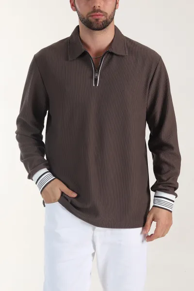 kahverengi-fitilli-yarim-fermuarli-dik-yaka-erkek-sweatshirt-404809