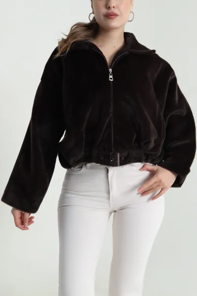 Kahverengi Fox Bomber Kadın Mont 483984