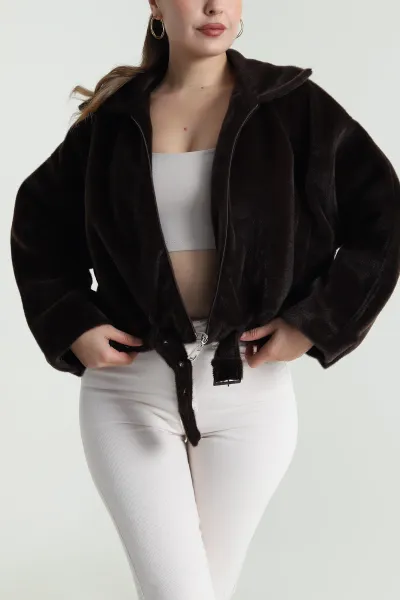 Kahverengi Fox Bomber Kadın Mont 483984