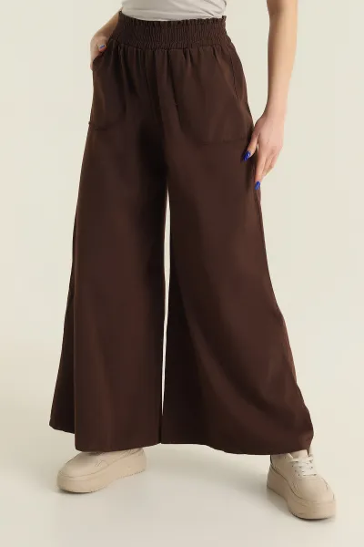 Kahverengi Gabardin İspanyol Paça Kadın Pantolon 426641