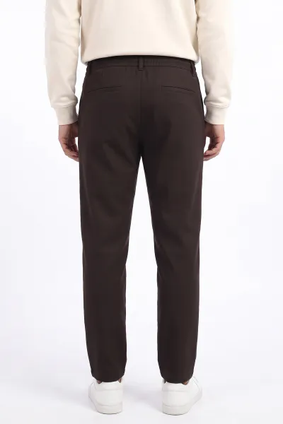 Kahverengi Gabardin Kumaş Bağlamalı Erkek Pantolon 491672