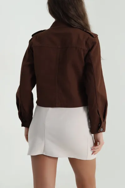 Kahverengi Gabardin Kumaş Kadın Ceket 488794
