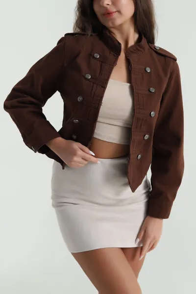 Kahverengi Gabardin Kumaş Kadın Ceket 488794