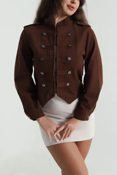Kahverengi Gabardin Kumaş Kadın Ceket 488794