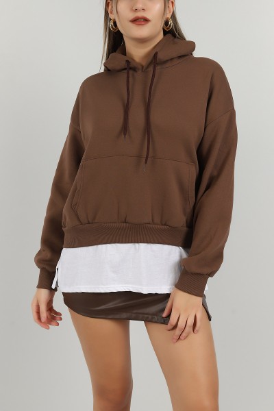 Kahverengi Garnilli İçi Şardonlu Bayan Sweat 146607