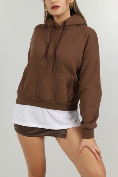 Kahverengi Garnilli İçi Şardonlu Bayan Sweat 146607