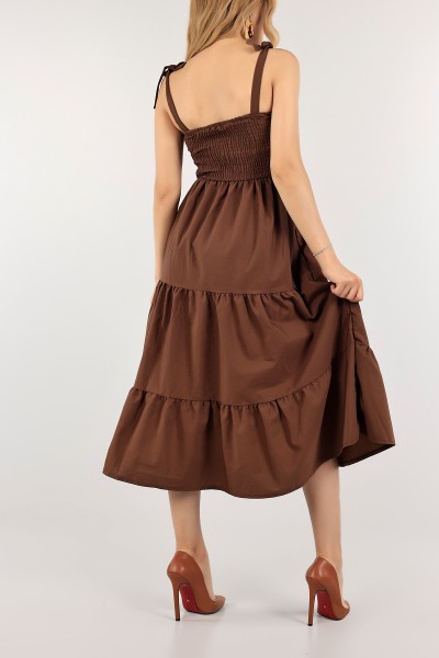 Kahverengi Gipeli Poplin Elbise 115583