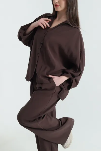 kahverengi-gomlek-pantolon-modal-kadin-ikili-takim-429883