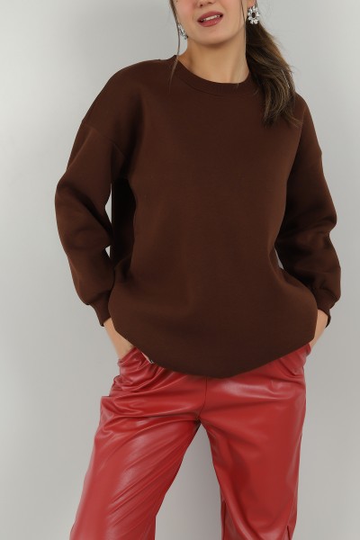 Kahverengi İçi Şardonlu Bayan Sweat 146628