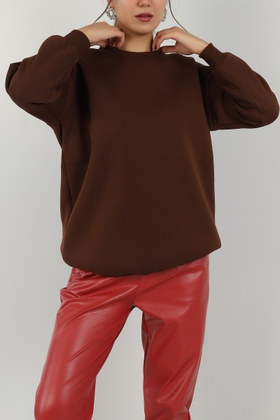 Kahverengi İçi Şardonlu Bayan Sweat 146628
