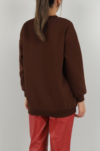 Kahverengi İçi Şardonlu Bayan Sweat 146628