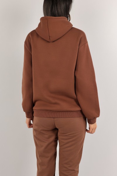 Kahverengi İçi Şardonlu Süzene Nakışlı Sweat 136921