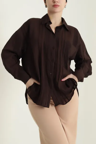 kahverengi-ince-tencel-buket-kadin-gomlek-432570