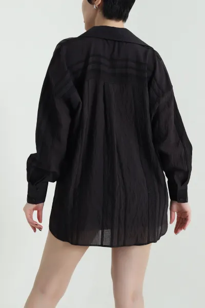 Kahverengi İnce Tencel Buket Kadın Gömlek 456125