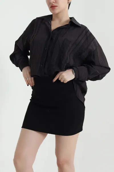 Kahverengi İnce Tencel Buket Kadın Gömlek 456125