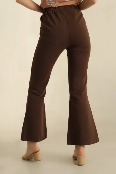 Kahverengi İspanyol Paça Gabardin Pantolon 258559
