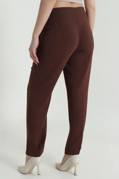Kahverengi İthal Crep Kadın Pantolon 470228