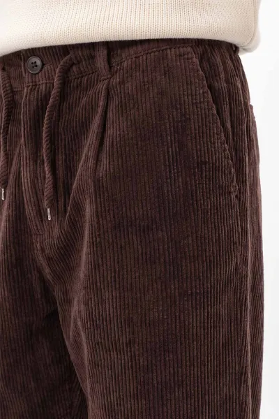 Kahverengi Kadife Kumaş Baggy Erkek Pantolon 491685