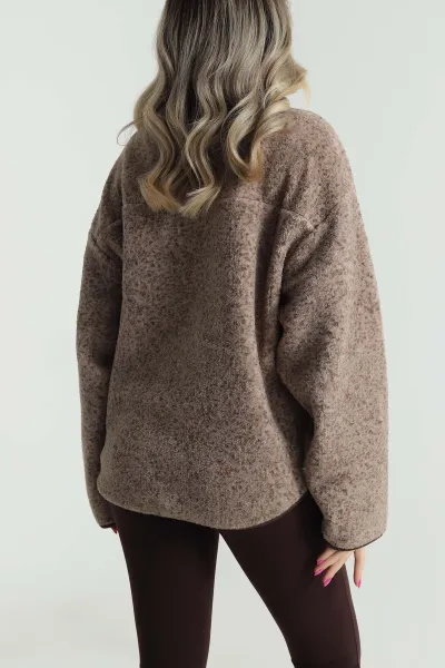 Kahverengi Kangru Cep Detay Teddy Kadın Sweat 482460