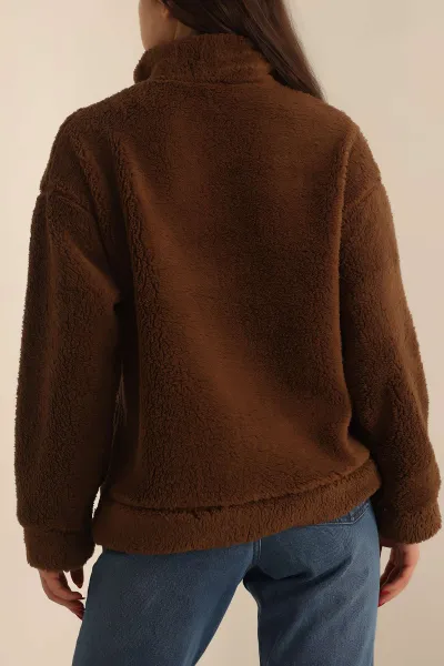 Kahverengi Kanguru Cepli Yumoş Sweat 231697