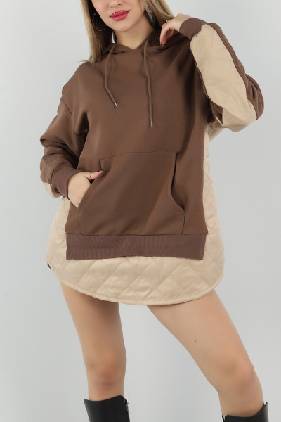 Kahverengi Kapitone Garnili Şardonlu Sweat 149903