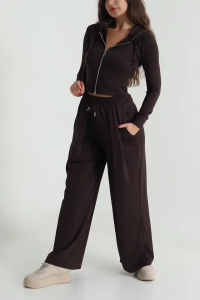 kahverengi-kapusonlu-fermuarli-kadin-oysho-ikili-takim-492837
