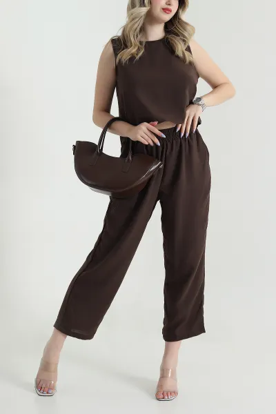 kahverengi-keten-bluz-pantolon-kadin-ikili-takim-468648