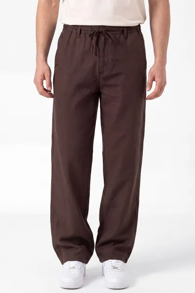 kahverengi-keten-yeni-sezon-baggy-belden-baglamali-erkek-pantolon-462735