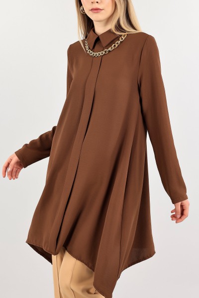 Kahverengi Kolyeli Aerobin Kumaş Tunik 109426